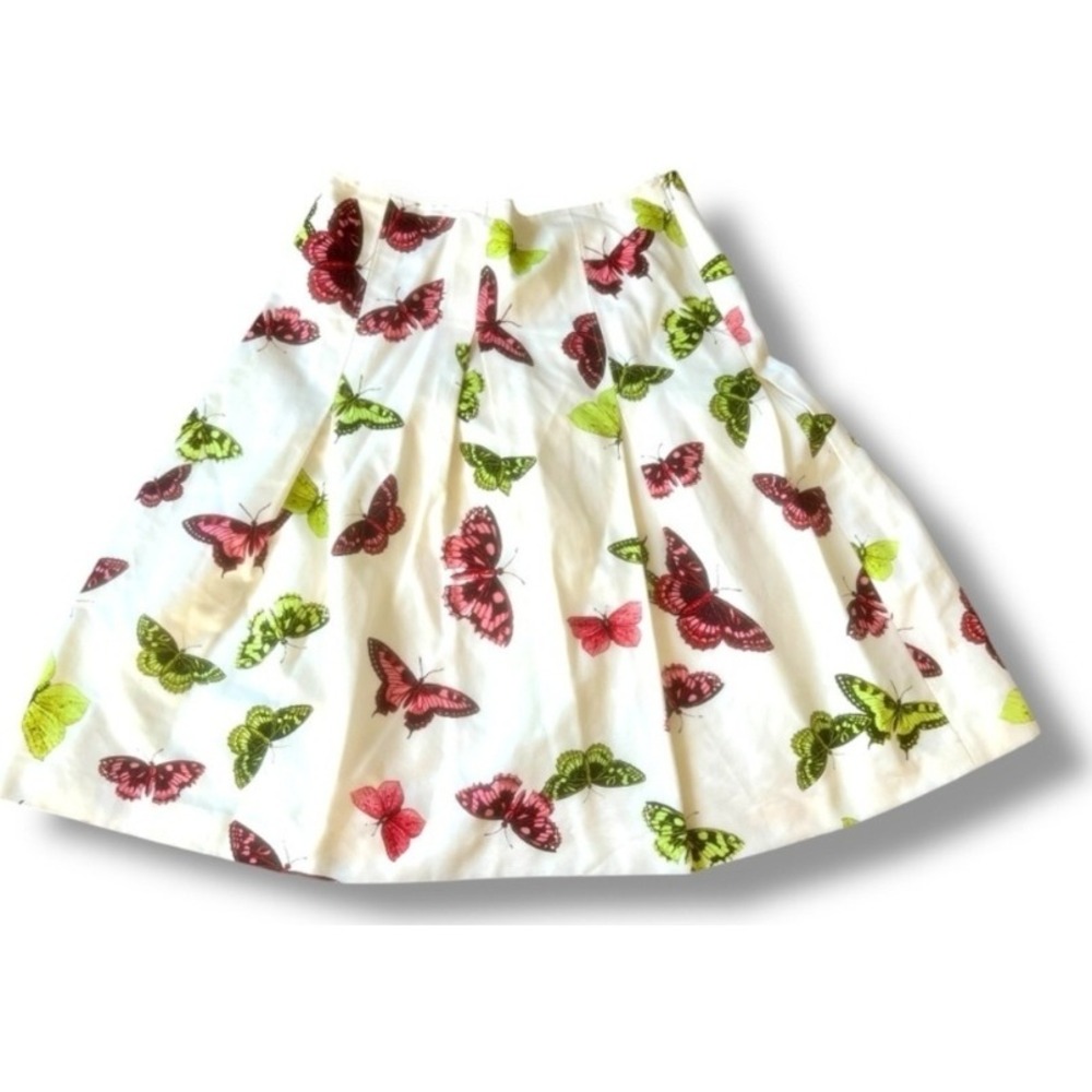 Talbots Butterfly Print Skirt Cotton Silk Blend A-Line‎ Party Size 6P